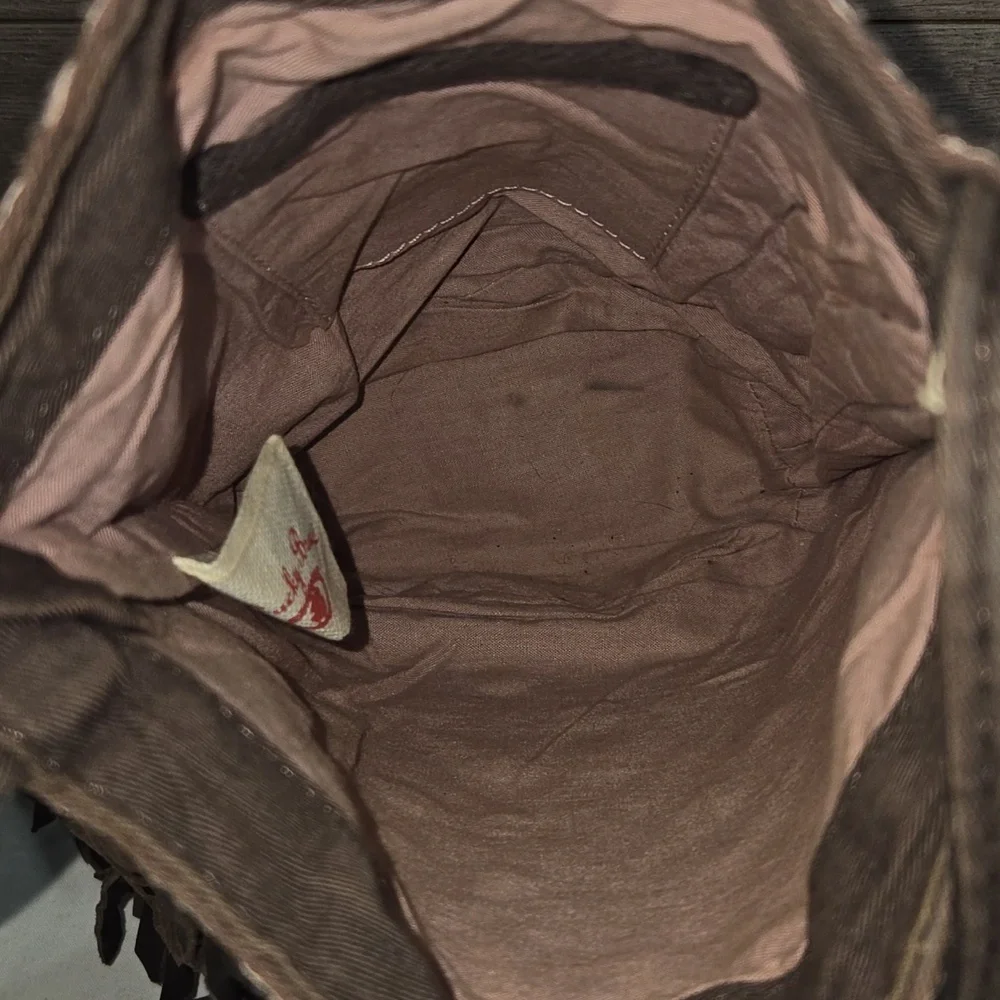 Lucky Brand Fringe Brown Leather Crossbody Shoulder Bag - Picture 11 of 13